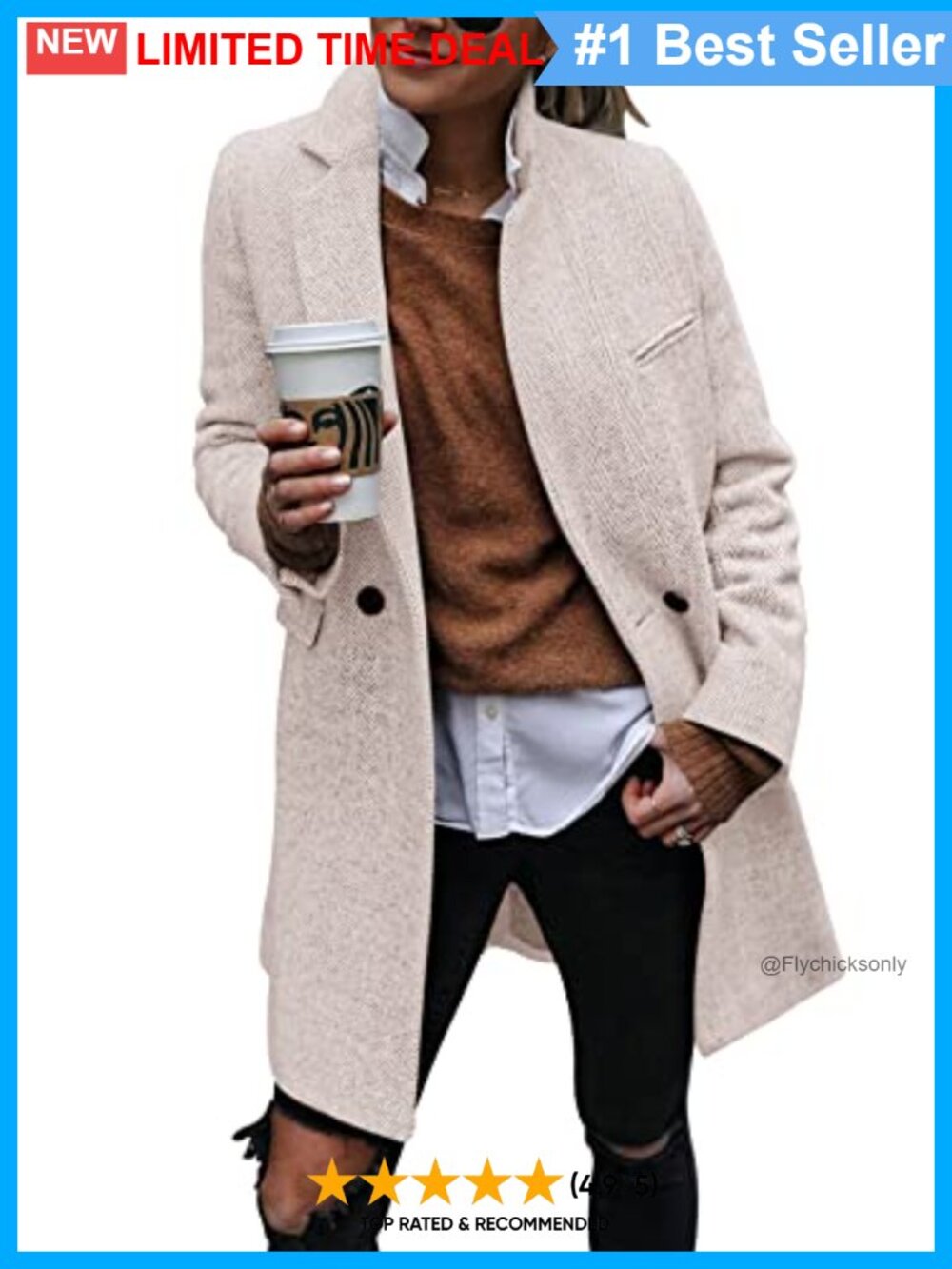 Women's Notch Lapel Double Breasted Trench Coat Long Blazer Winter Overcoat
